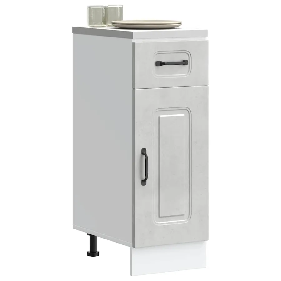Armoire de cuisine Kalmar gris béton bois d'ingénierie