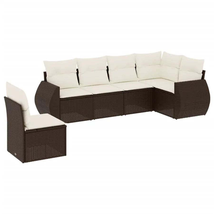 Salon de jardin avec coussins 6 pcs marron résine tressée - 2