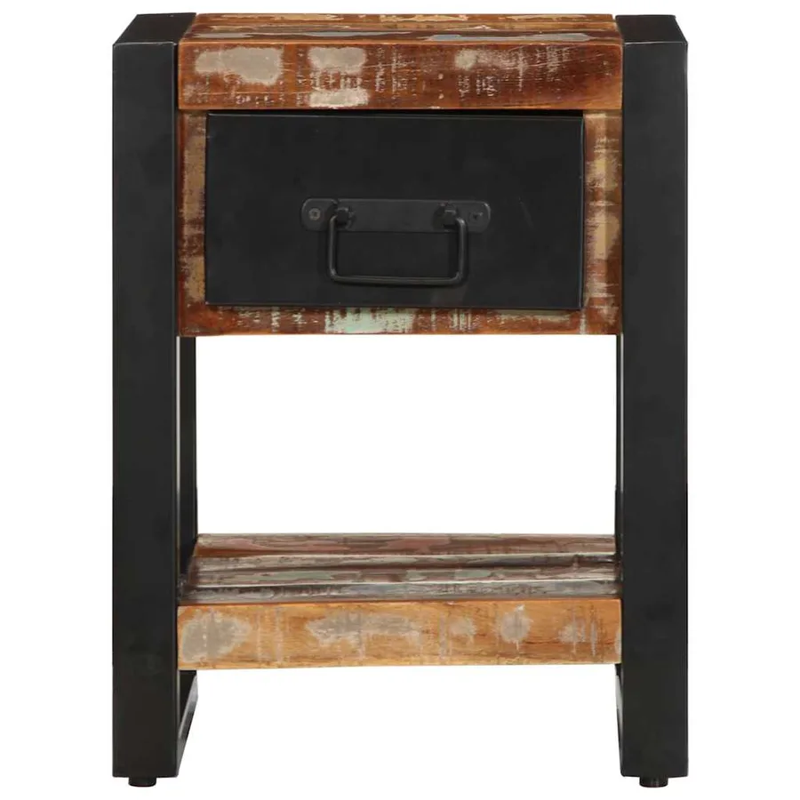 Table de chevet multicolore 35x34x45cm bois massif récupération - 2