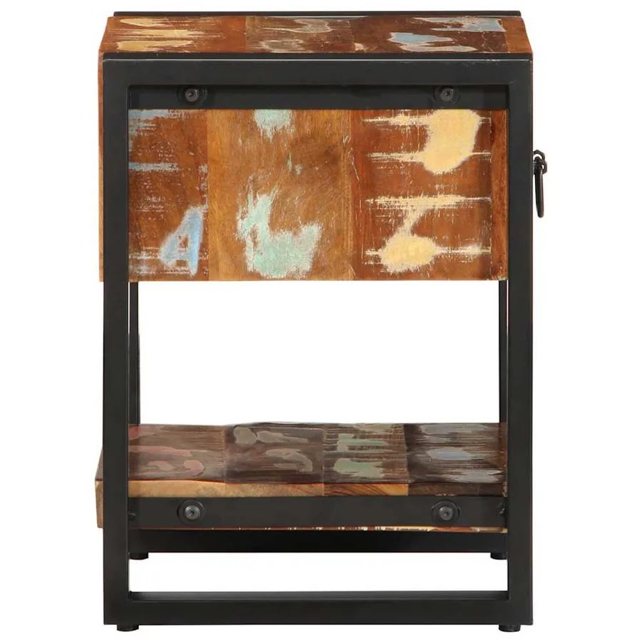 Table de chevet multicolore 35x34x45cm bois massif récupération - 6
