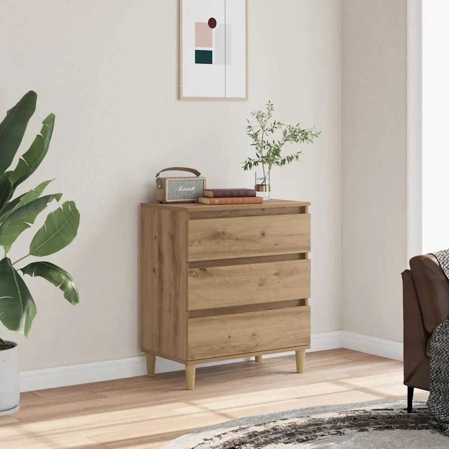 Buffet chêne artisanal 60x35x70 cm bois d'ingénierie