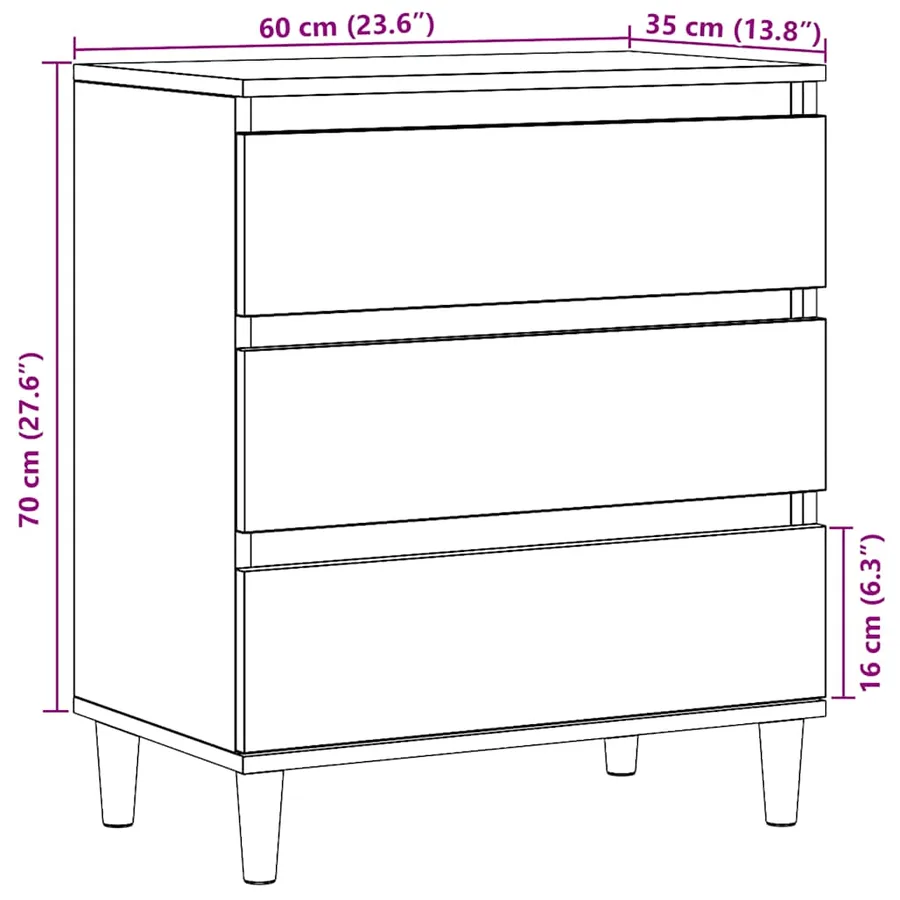Buffet chêne artisanal 60x35x70 cm bois d'ingénierie - 10