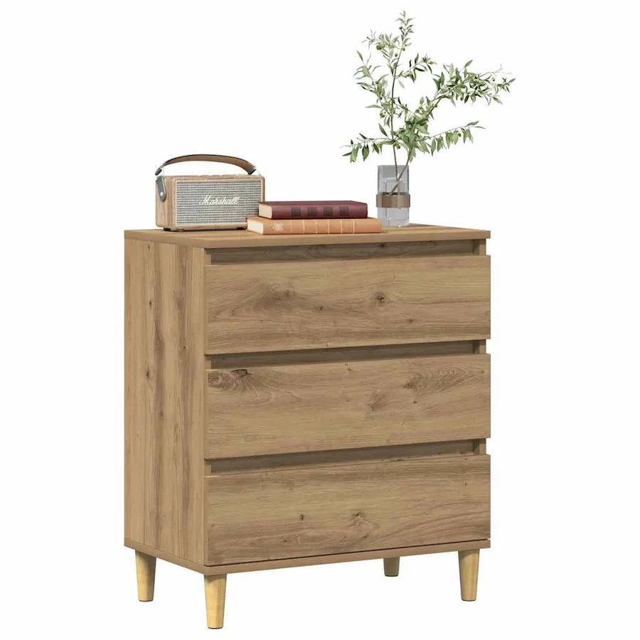 Buffet chêne artisanal 60x35x70 cm bois d'ingénierie - 3