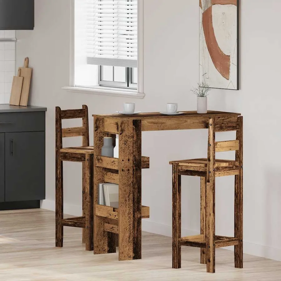 Table bar mural vieux bois 102x45x103,5 cm bois d'ingénierie - 3