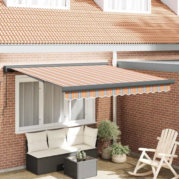 Auvent rétractable Multicolore 350 x 250 cm Toile et Aluminium