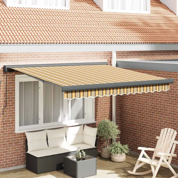 Auvent rétractable Multicolore 350 x 250 cm Toile et Aluminium