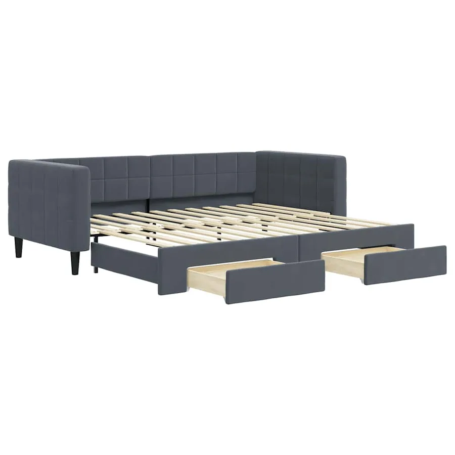 Lit de jour avec gigogne et tiroirs sans matelas 90x200 cm - 2