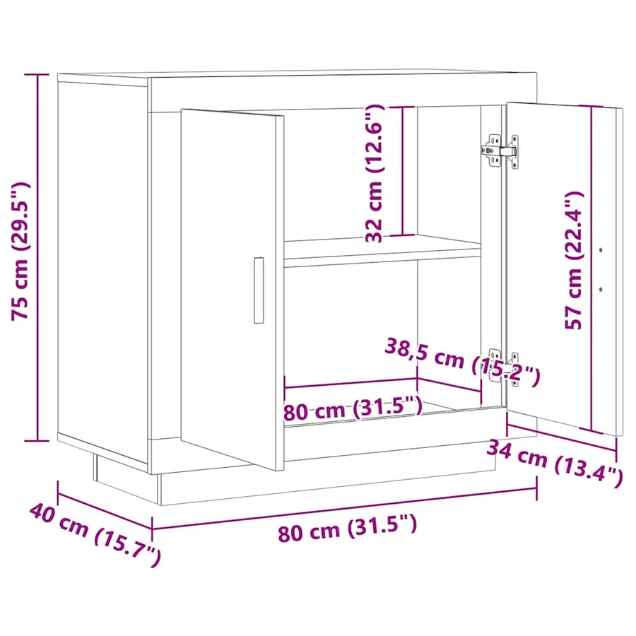 Buffet vieux bois 80x40x75 cm bois d'ingénierie - 10