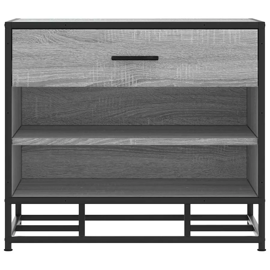 Banc à chaussures sonoma gris bois d'ingénierie et métal - 4
