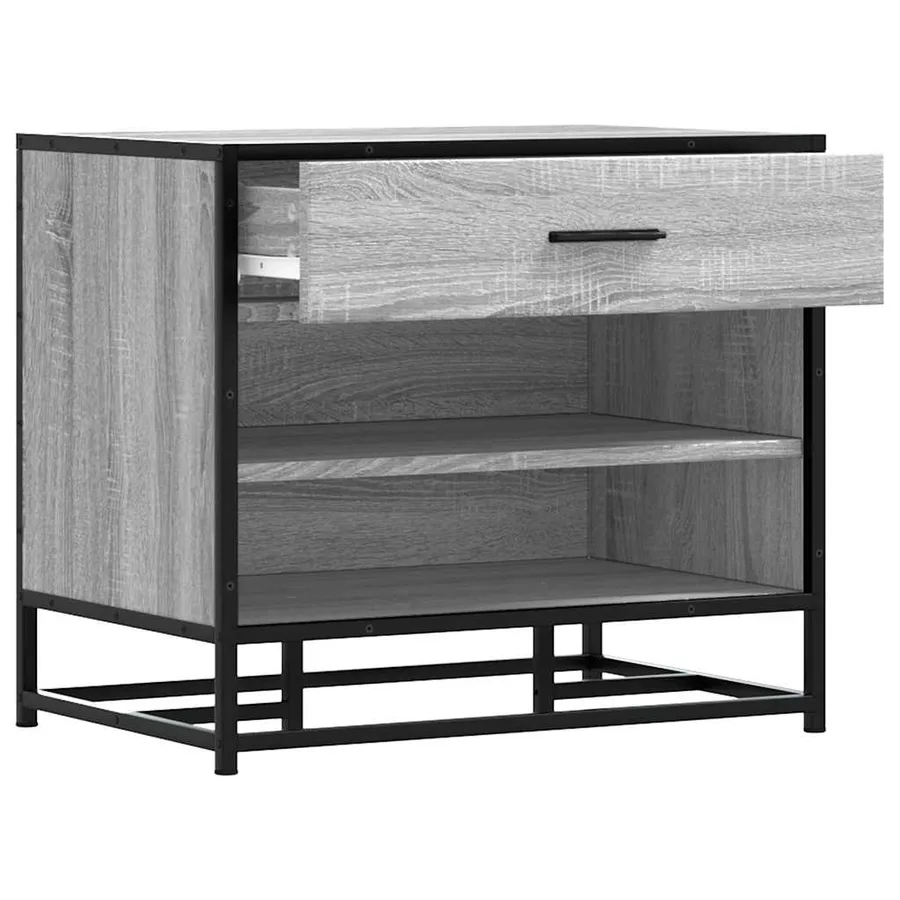 Banc à chaussures sonoma gris bois d'ingénierie et métal - 7