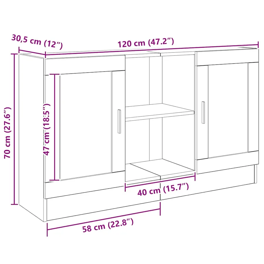 Buffet chêne artisanal 120x30,5x70 cm bois d'ingénierie - 11