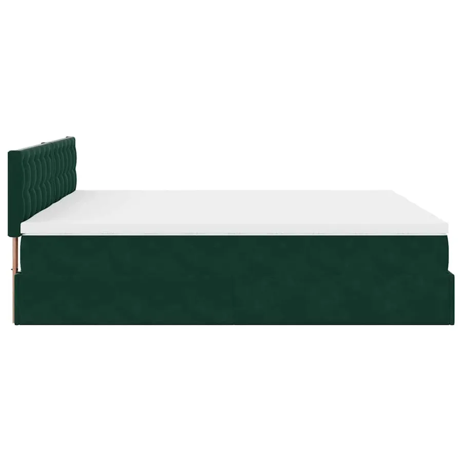 Cadre de lit ottoman avec matelas vert foncé 180x200cm velours - 10