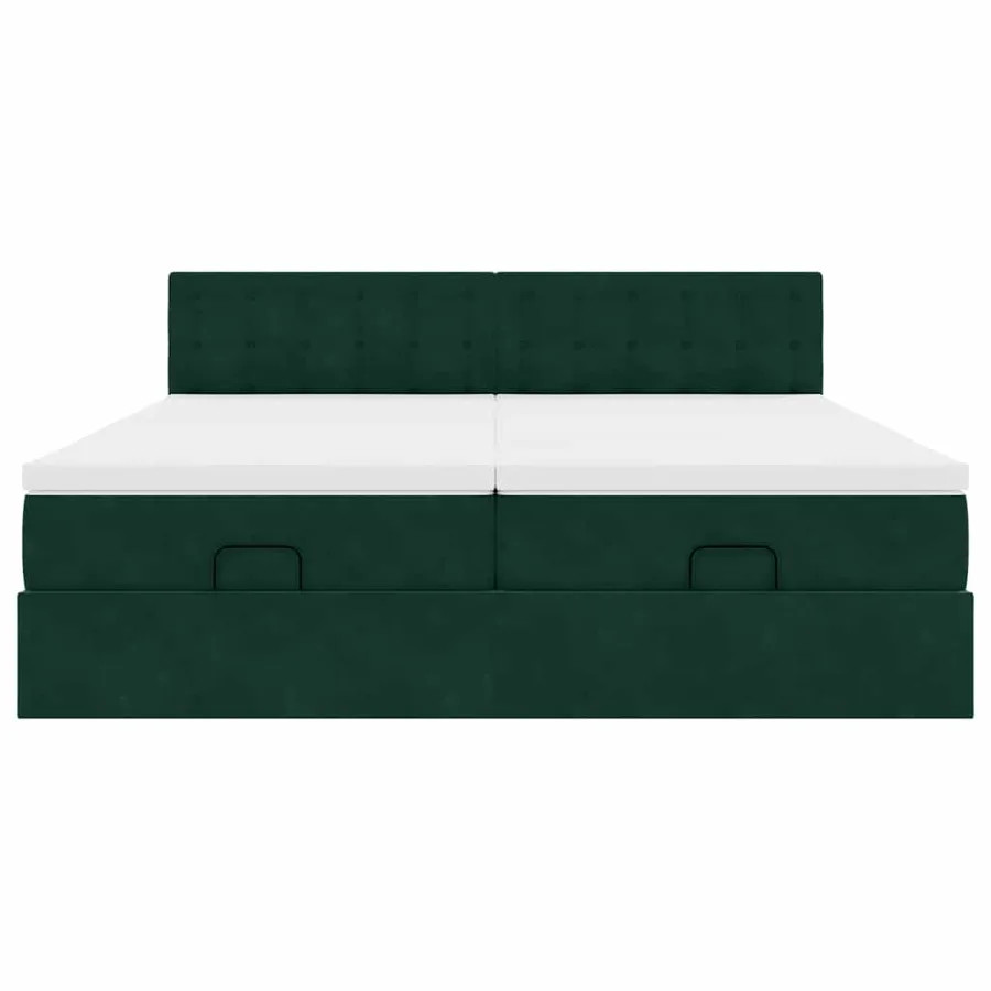 Cadre de lit ottoman avec matelas vert foncé 180x200cm velours - 7