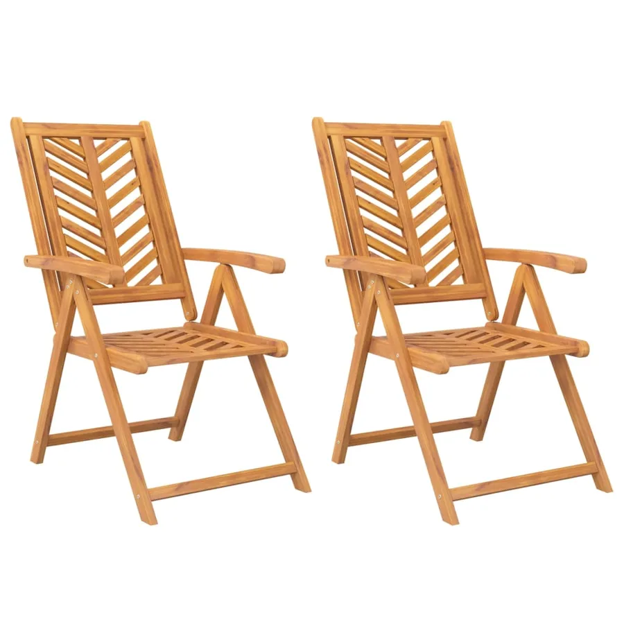 Chaises de jardin inclinables lot de 2 bois massif d'acacia - 2