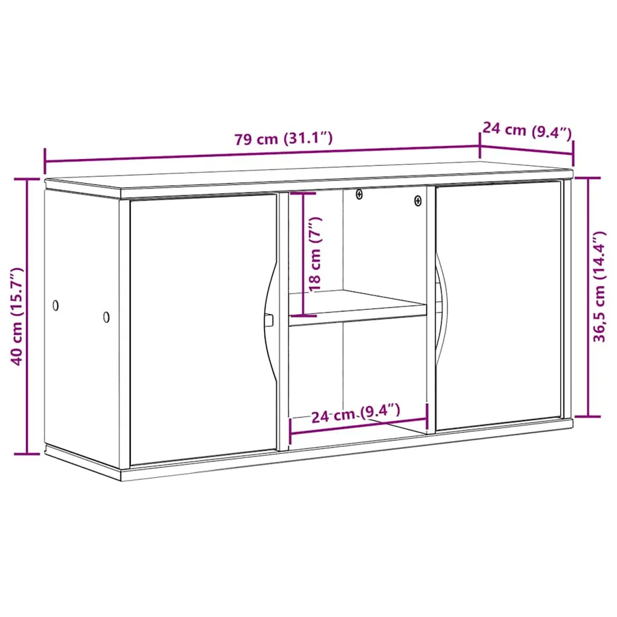 Meuble TV ODDA 79x24x40 cm bois massif pin - 10