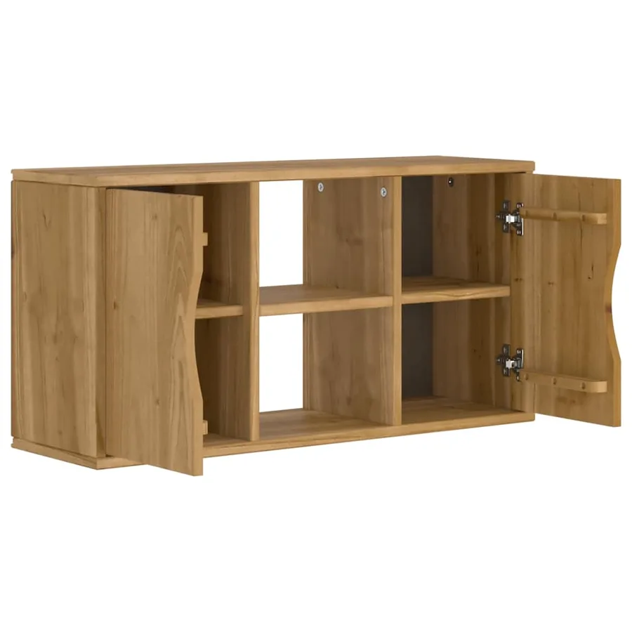 Meuble TV ODDA 79x24x40 cm bois massif pin - 5