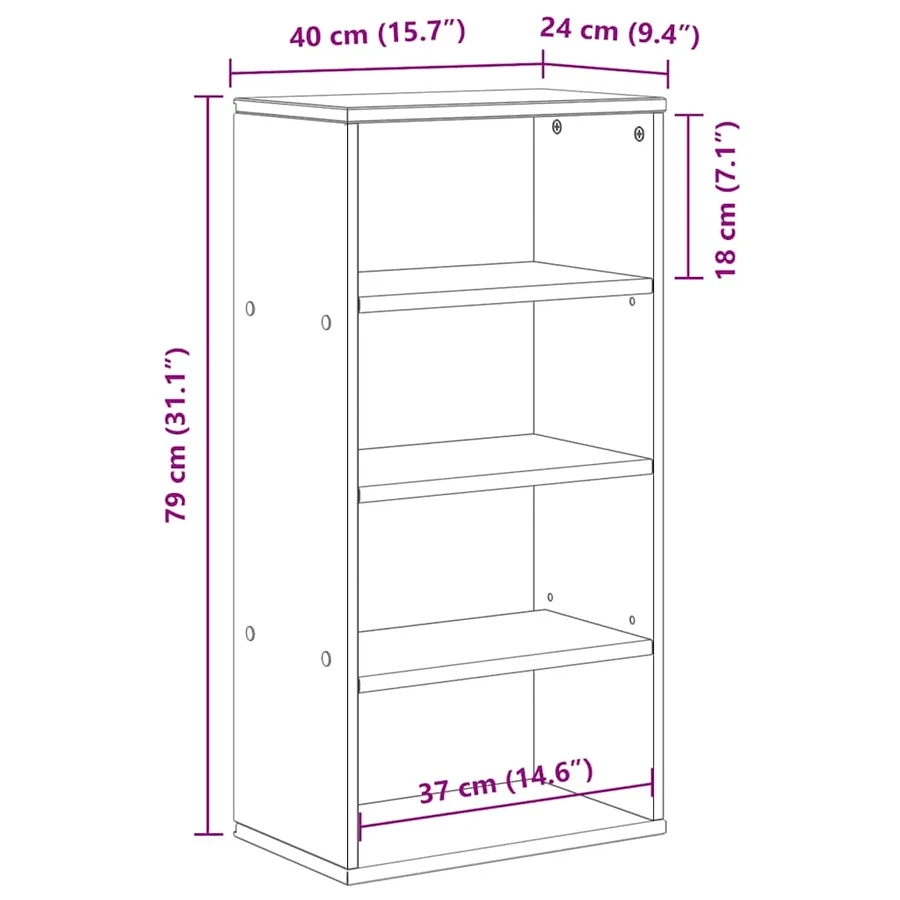 Armoire latérale ODDA 40x24x79 cm bois massif pin - 9