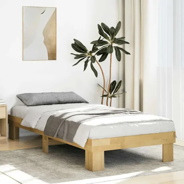 Cadre de lit sans matelas 75x190 cm bois massif de chêne