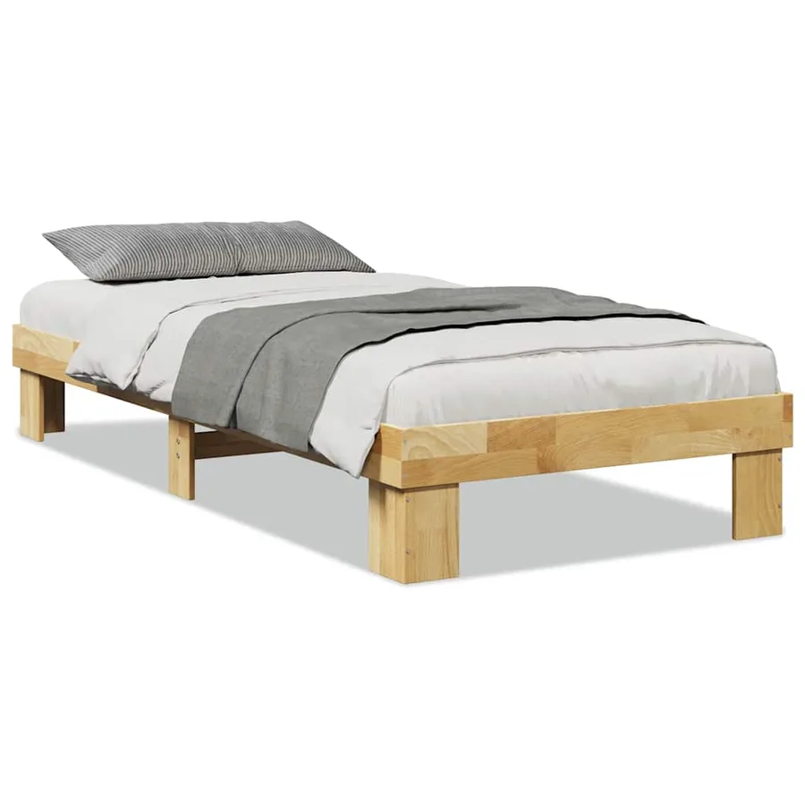 Cadre de lit sans matelas 75x190 cm bois massif de chêne - 2