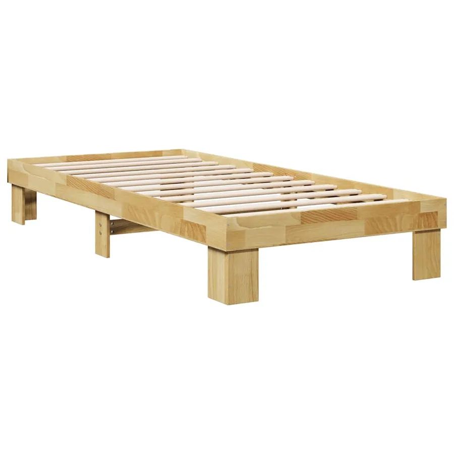 Cadre de lit sans matelas 75x190 cm bois massif de chêne - 3