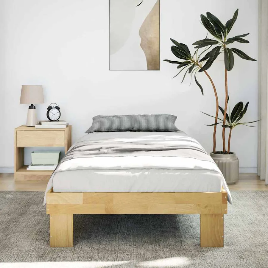 Cadre de lit sans matelas 75x190 cm bois massif de chêne - 4