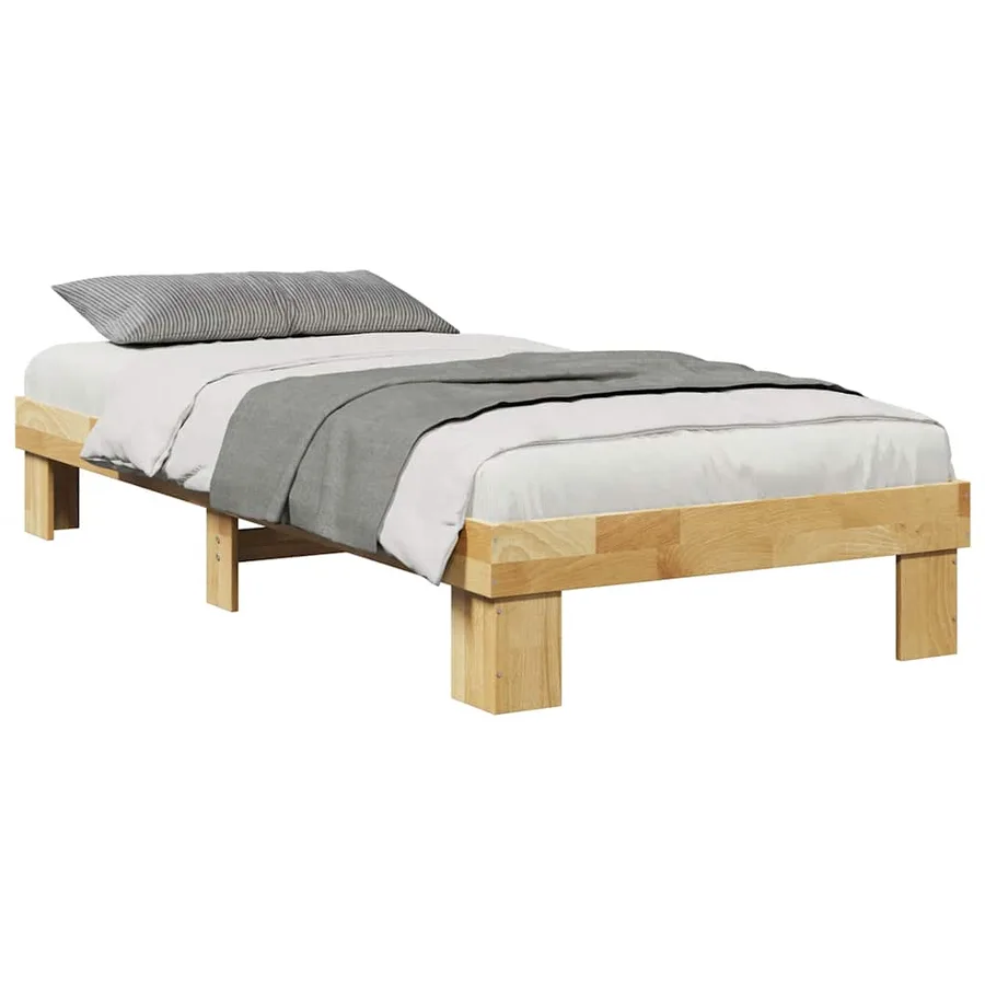 Cadre de lit sans matelas 75x190 cm bois massif de chêne - 5