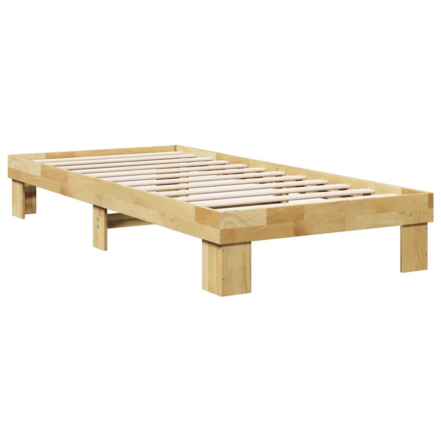 Cadre de lit sans matelas 75x190 cm bois massif de chêne - 8