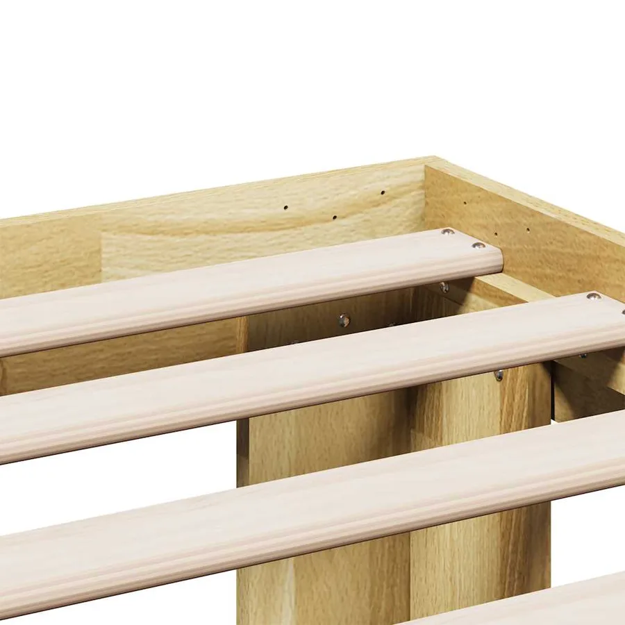 Cadre de lit sans matelas 75x190 cm bois massif de chêne - 9