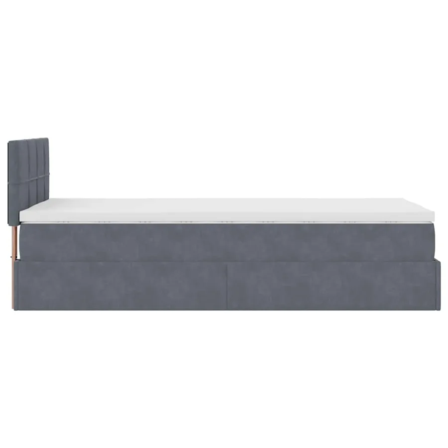 Cadre de lit ottoman avec matelas gris foncé 100x200 cm velours - 10