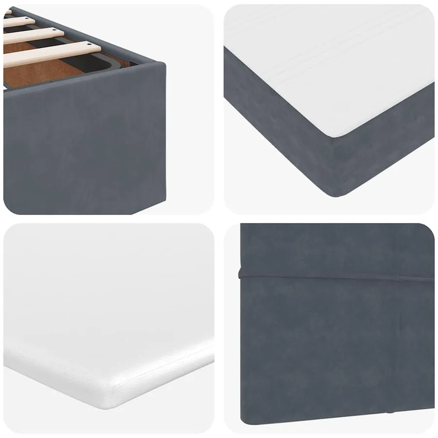 Cadre de lit ottoman avec matelas gris foncé 100x200 cm velours - 14