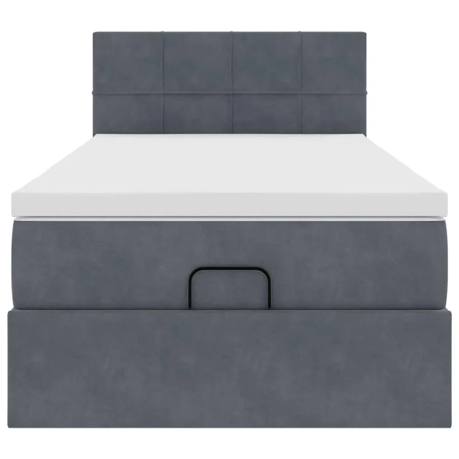 Cadre de lit ottoman avec matelas gris foncé 100x200 cm velours - 7