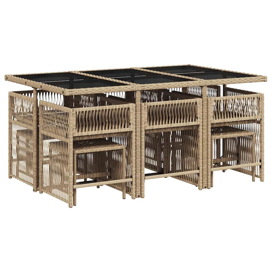 Ensemble à manger de jardin et coussins 11 pcs beige poly rotin - 3