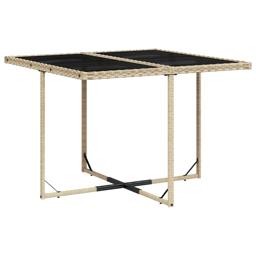 Ensemble à manger de jardin et coussins 9 pcs beige Poly rotin - 4