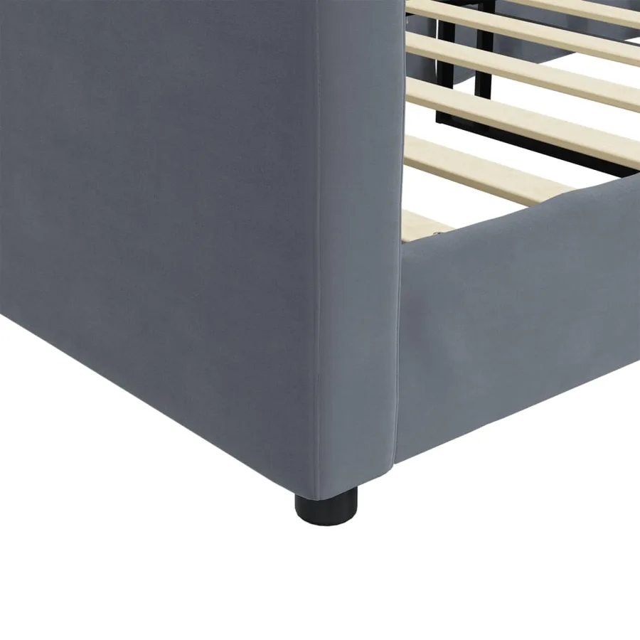 Lit de repos sans matelas gris foncé 100x200 cm velours - 6