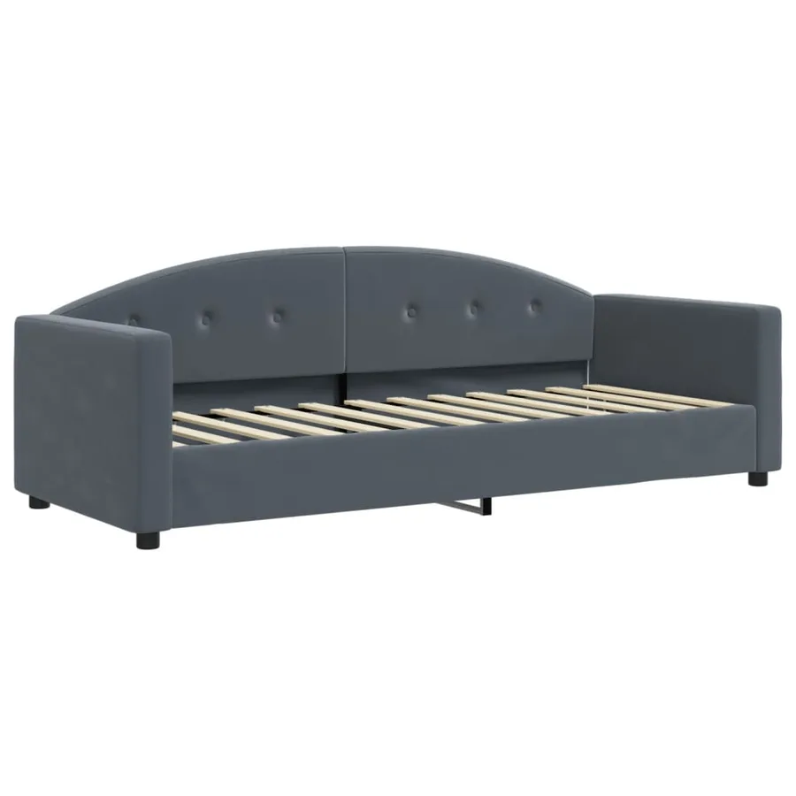 Lit de jour avec gigogne et matelas gris foncé 80x200cm velours - 4