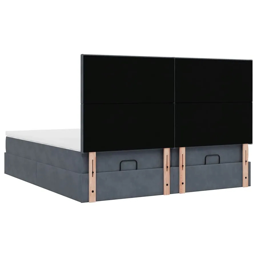 Cadre de lit ottoman avec matelas gris foncé 160x200cm velours - 10
