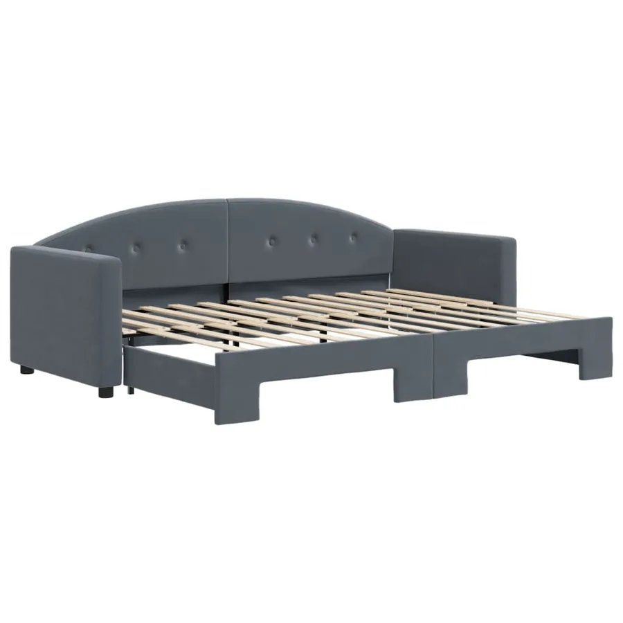 Lit de jour avec gigogne sans matelas gris foncé 80x200 cm - 2