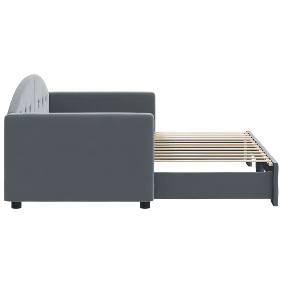 Lit de jour avec gigogne sans matelas gris foncé 80x200 cm - 4