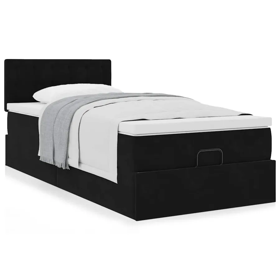 Cadre de lit ottoman avec matelas noir 80x200 cm velours - 4