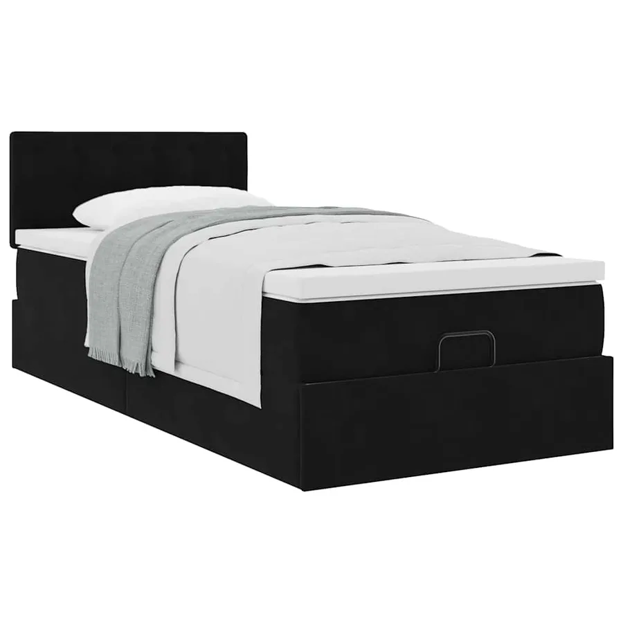 Cadre de lit ottoman avec matelas noir 80x200 cm velours - 5