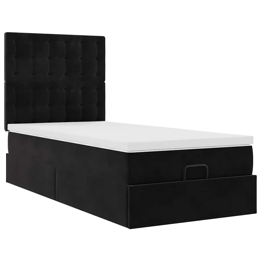 Cadre de lit ottoman avec matelas noir 80x200 cm velours - 7