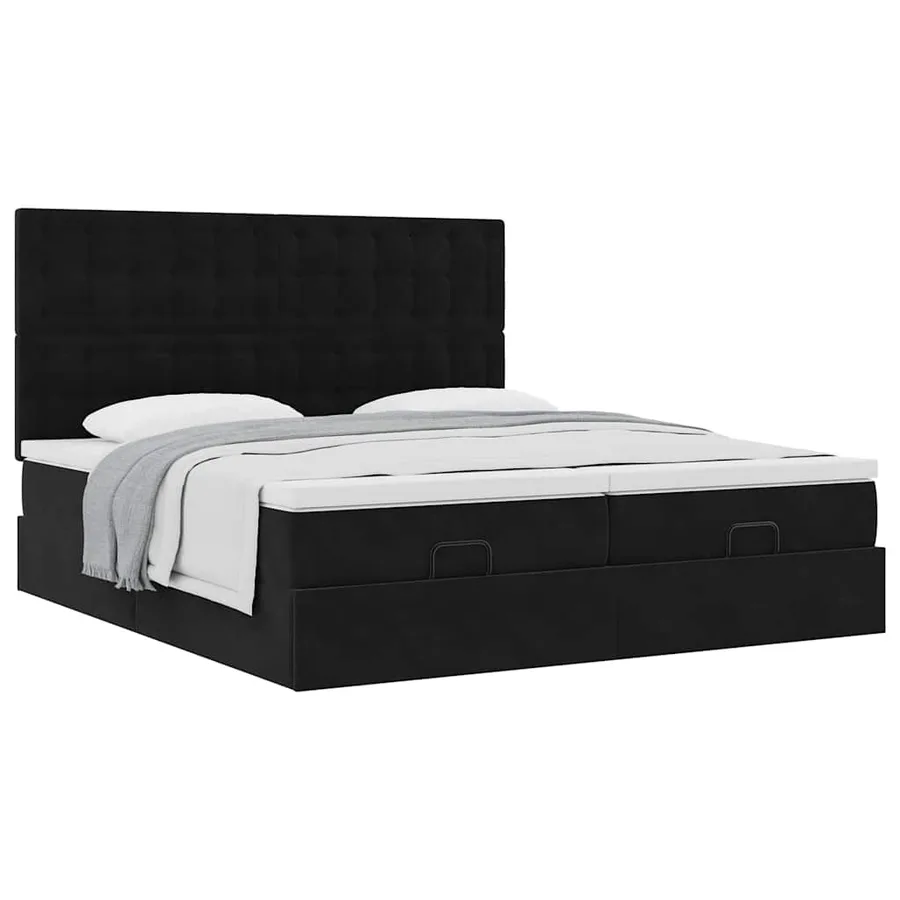 Cadre de lit ottoman avec matelas noir 160x200 cm velours - 5