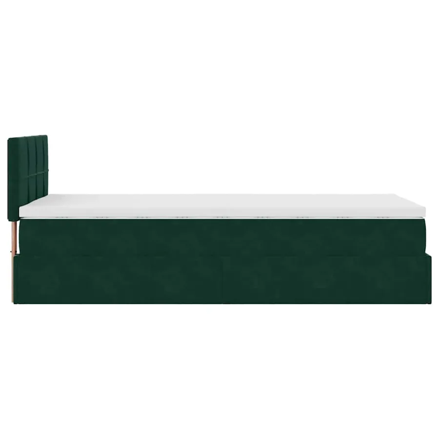 Lit ottoman avec matelas et LED Vert foncé 80x200cm velours - 11