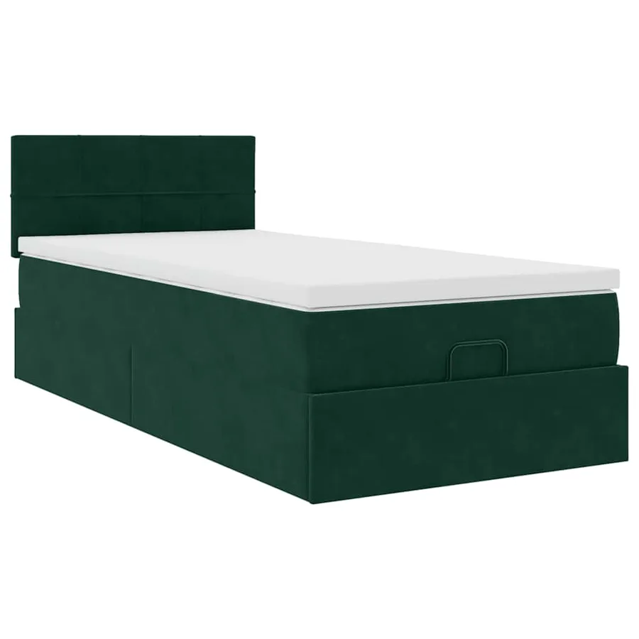 Lit ottoman avec matelas et LED Vert foncé 80x200cm velours - 7