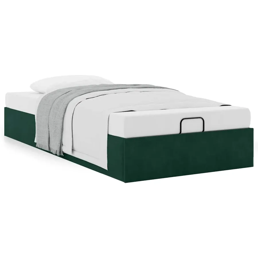 Cadre de lit ottoman sans matelas vert foncé 80x200 cm velours - 4