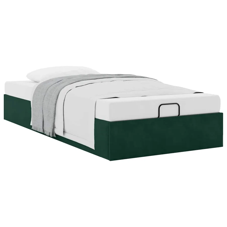 Cadre de lit ottoman sans matelas vert foncé 80x200 cm velours - 5