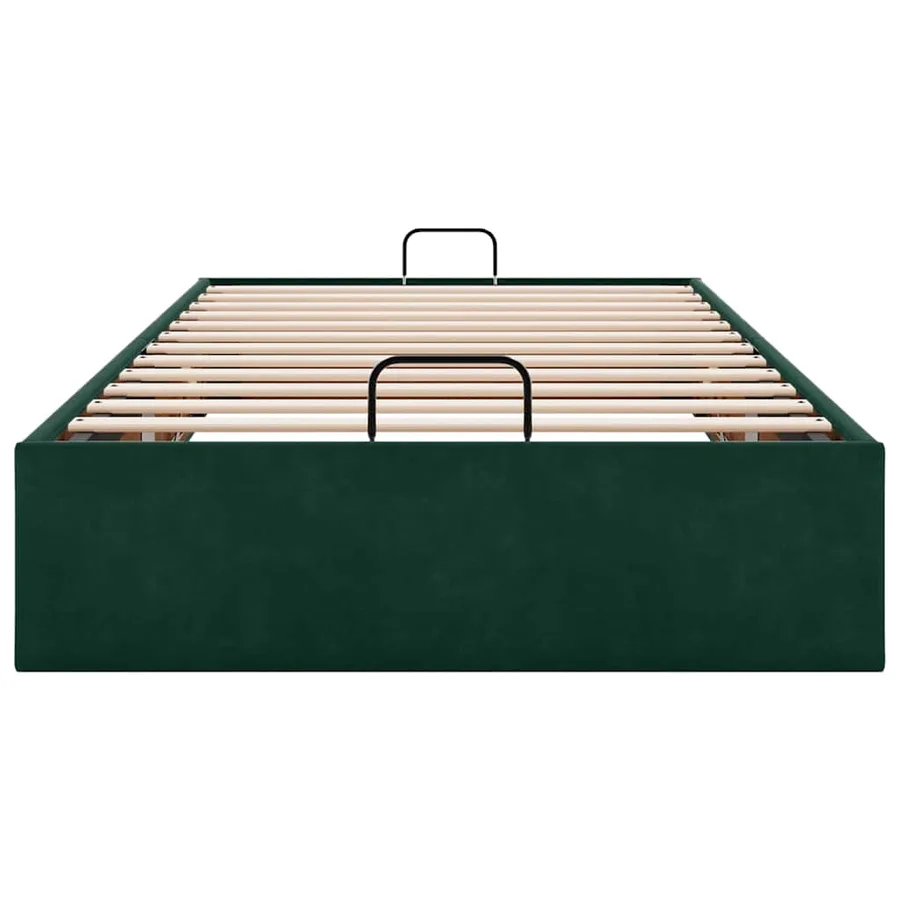 Cadre de lit ottoman sans matelas vert foncé 80x200 cm velours - 7