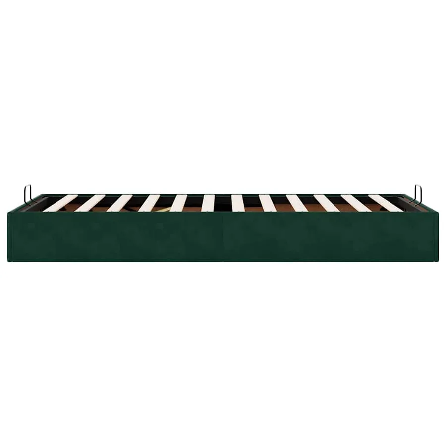 Cadre de lit ottoman sans matelas vert foncé 80x200 cm velours - 8