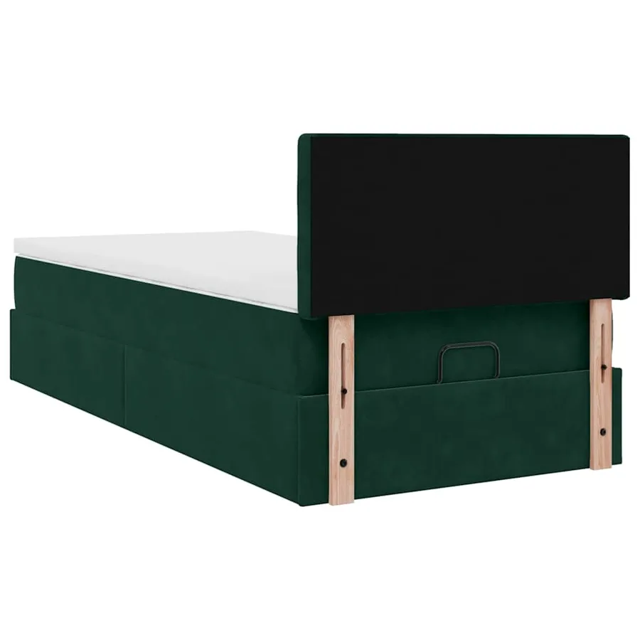 Lit ottoman avec matelas et LED Vert foncé 80x200cm velours - 12
