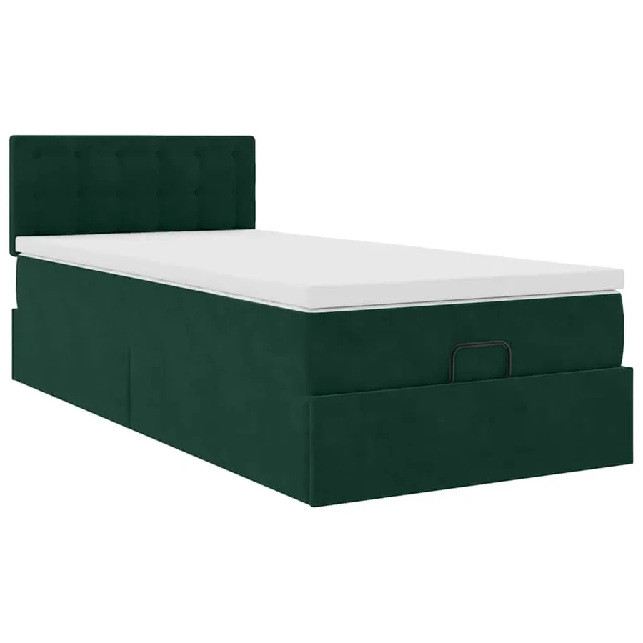 Lit ottoman avec matelas et LED Vert foncé 80x200cm velours - 7